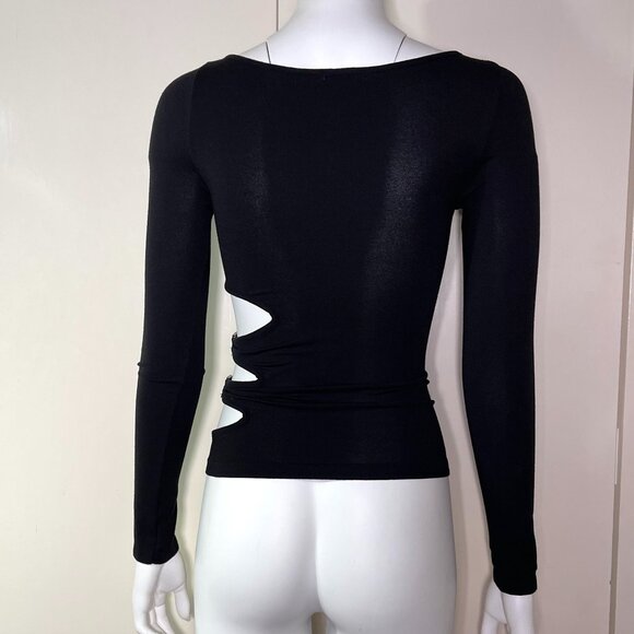 Sisley Made in Italy Cutout crystal details Black top - Picture 4 of 14